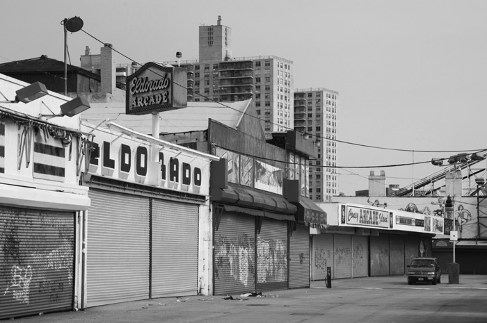 An amusement park's arcades have been shuttered for the season.