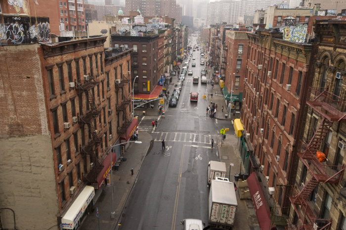 A photo of a street stretching through Chinatown.