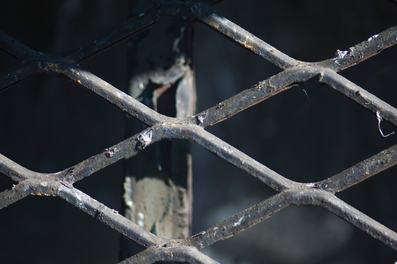 A diamond-shaped grate, viewed close up.