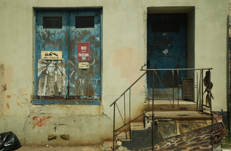 Street art by a small stairway.