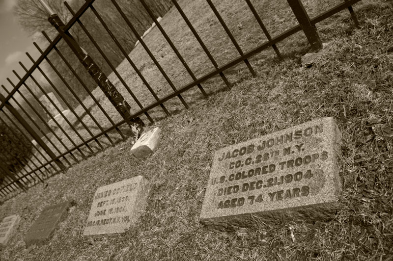 A grave marker for a black veteran.