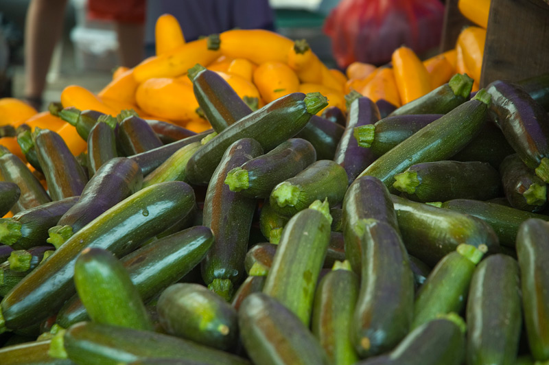 A pile of zucchini.