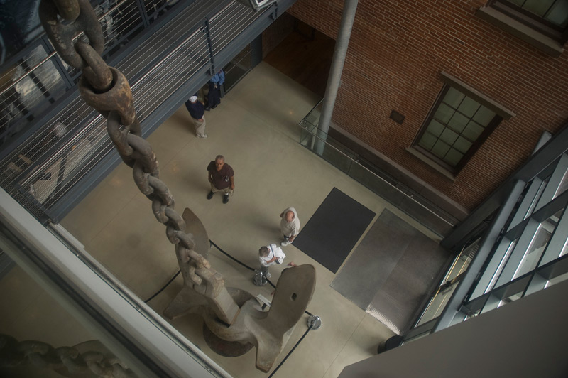 A huge anchor in a lobby.