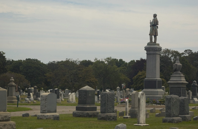 A statue of a Union soldier on a pedestal.