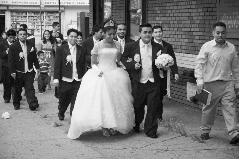 A procession in honor of a girl turning 16.