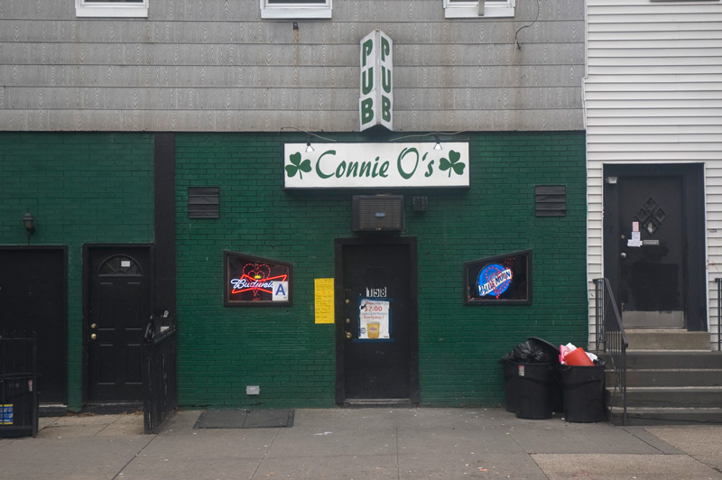 An Irish bar, with shamrock insignia