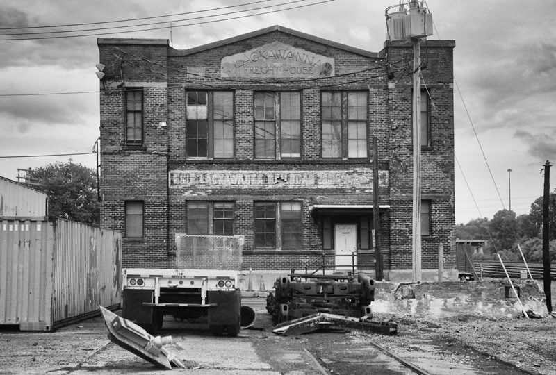 An old brick railroad building