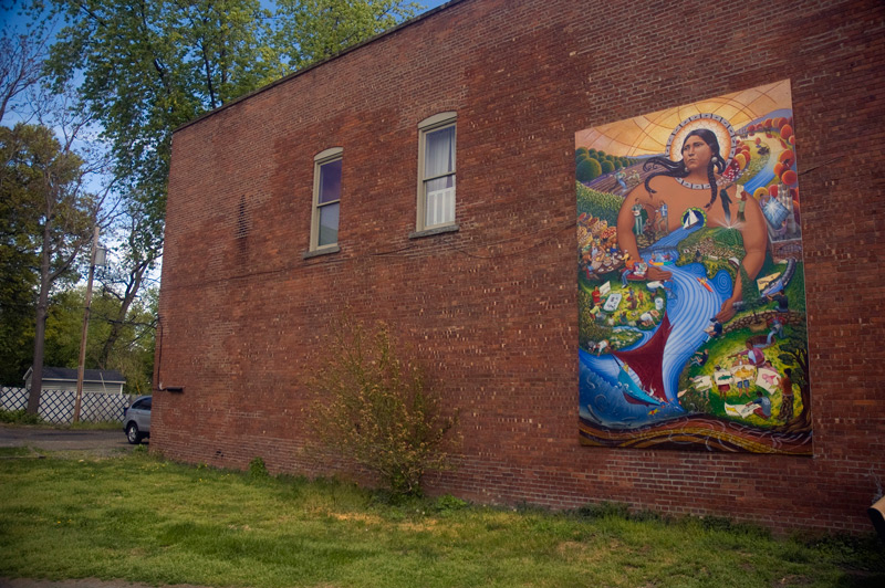 A wall painting personifying the Hudson River