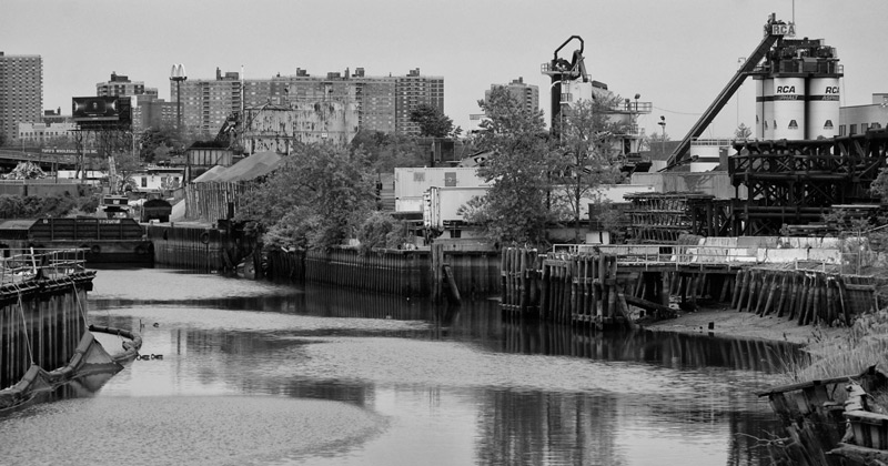 A manufacturing plant by a river