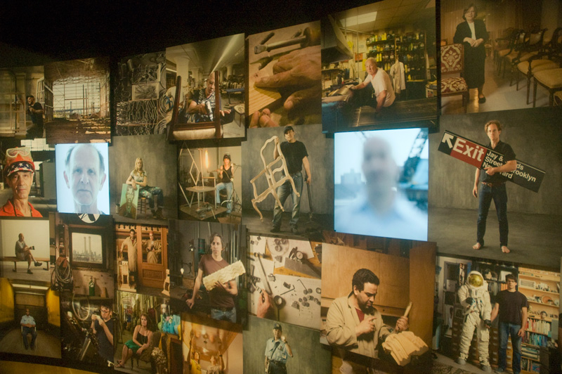 A wall display of industry at the Brooklyn Navy Yard.