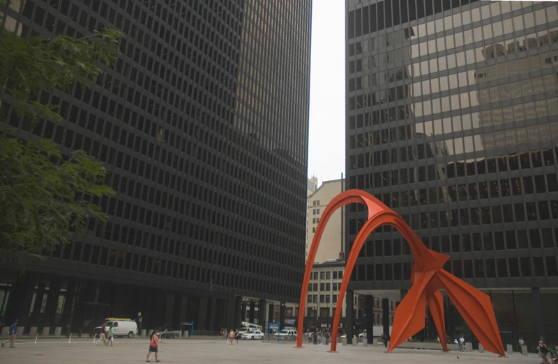 A Calder sculpture in a Chicago plaze.