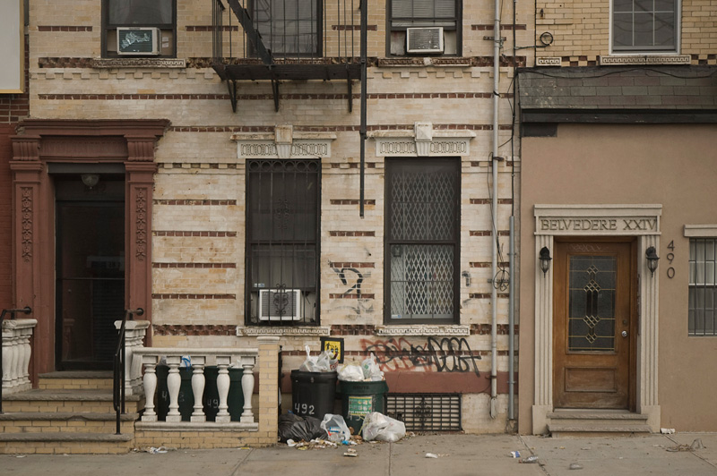 Row house entrances.