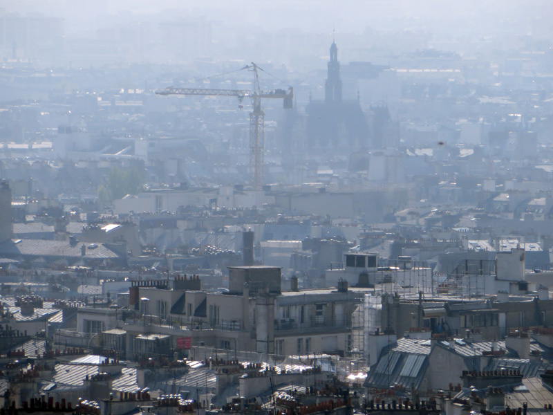 Paris cityscape, with a crane.