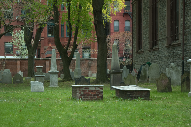 Tombstones in a church graveyard.