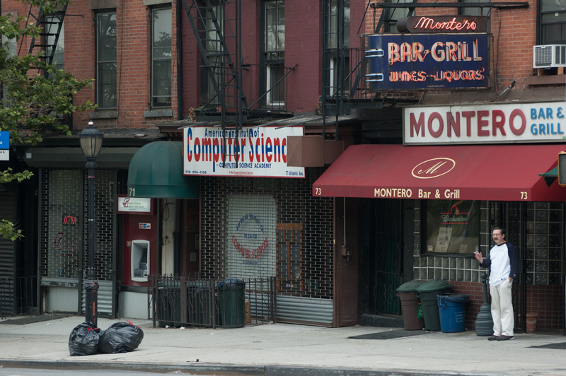 A smoker outside a bar.