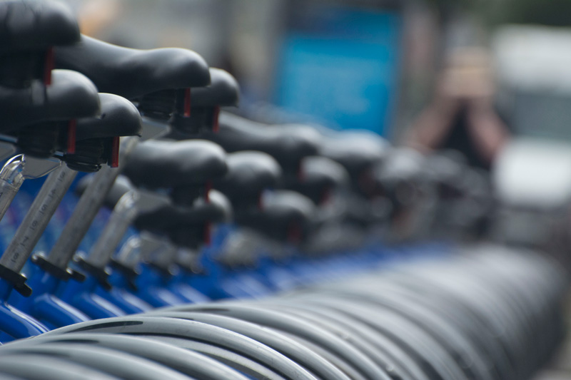 A row of bicycles.