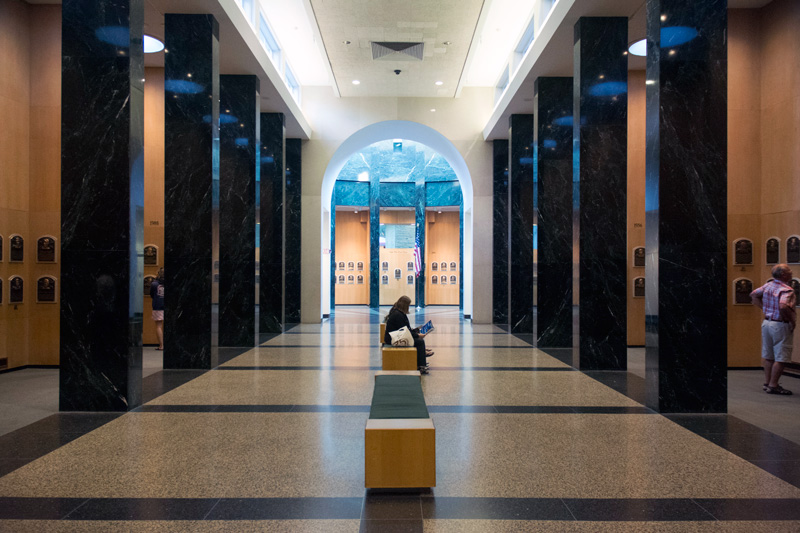 The Baseball Hall of Fame, with its plaques.