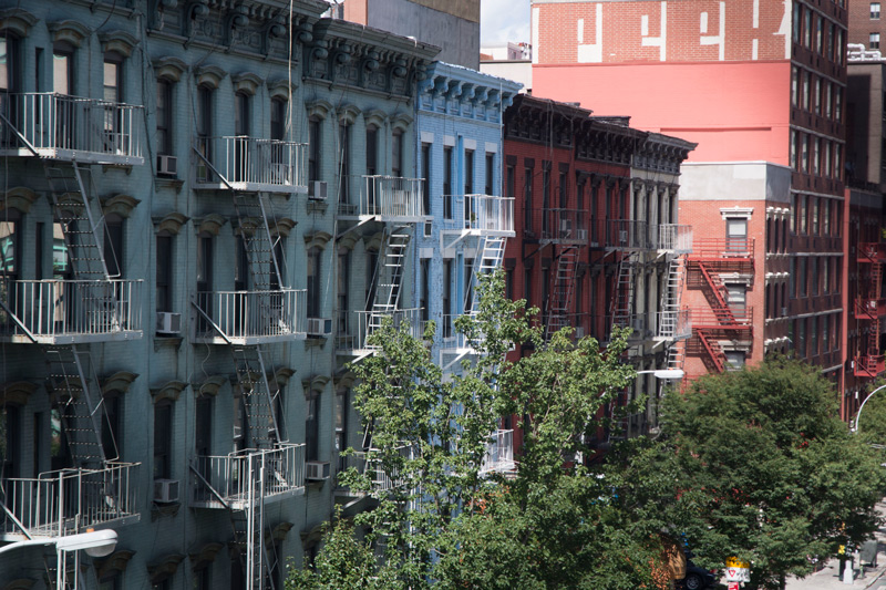Rowhouses, with fire escapes