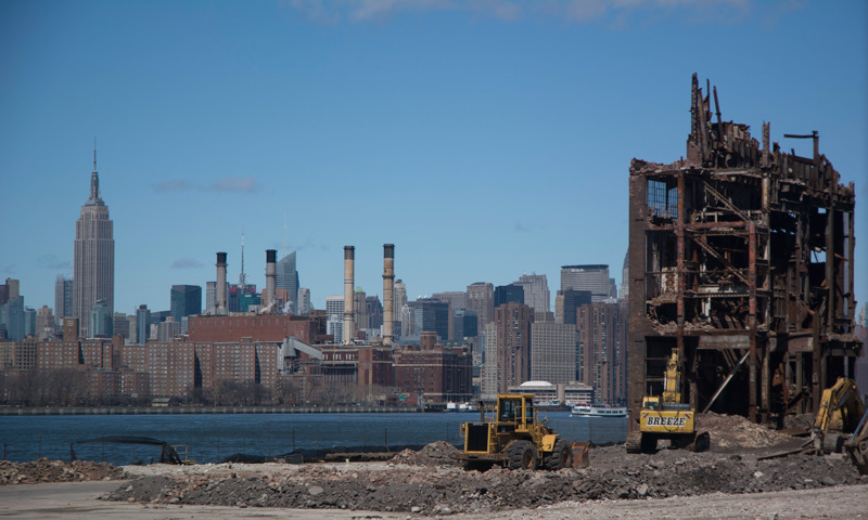 Half of a building by the East River.