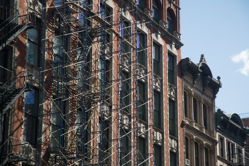 Scaffolding on a fancy building.