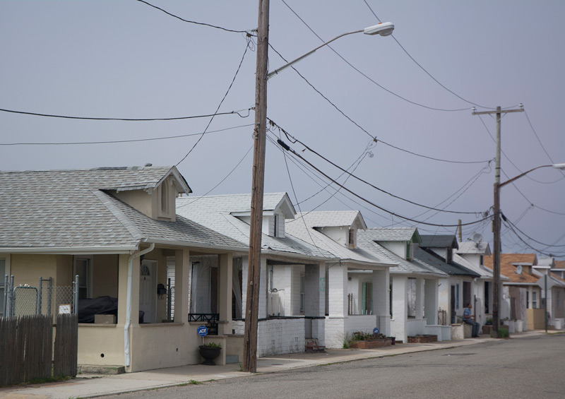 A bock of old bungalows