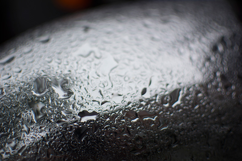 Drops of rain water on chrom.