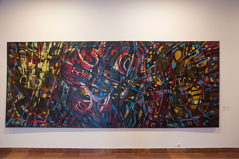 A large, vivid modern painting.