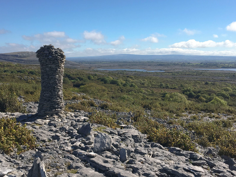 Hundreds of stone slats, built into a tower sculpture.