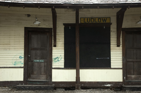 A freight train depot in run-down condition