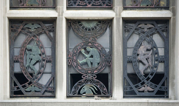 Art deco figures on a triptych