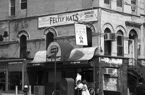 A hat store specializing in trade for Orthodox Jews.