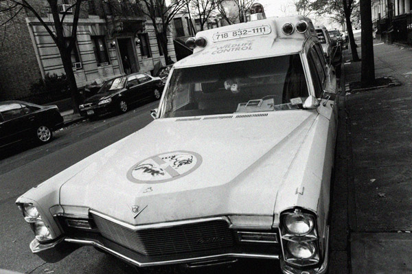 An old Lincoln sits by the curb waiting for its next
mission.